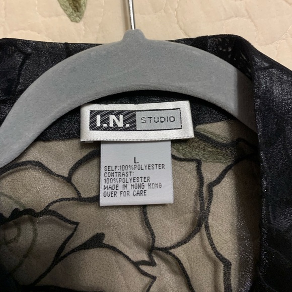 I.N. Studio Formal Black Floral Sheer Jacket - Picture 3 of 4